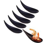 Kloud City Lot de 6 Mélamine Noir Larme mise en bouche Assiettes à dessert Cuillères de dégustation Petite Mini Bols de service Tasse pour Sushi mise en bouche Style japonais de table Snack