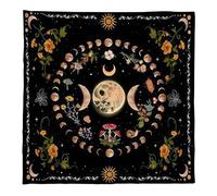 KLOVA Nappe de divination phases de lune, fleurs, astrologie, cartes de tarot, autels, accessoires de jeu, décoration murale, accessoires de sorcellerie
