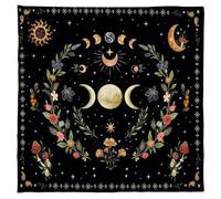KLOVA Nappe de divinations, phases de lune, fleurs, astrologie, cartes de tarot, nappe, autels, accessoires de jeu, cartes de divination, nappe, décoration murale, accessoires de sorcellerie