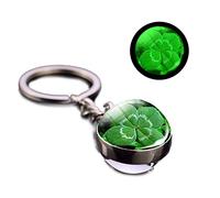 KLOVA Porte-clés lumineux porte-bonheur à quatre feuilles pour porte-clés trèfle brillant pour garçons et filles, b, Diameter 20mm