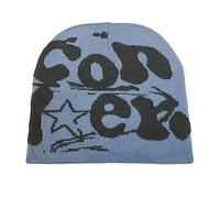 KLOVA Y2K Bonnet unisexe hip-hop pour hommes et femmes, chapeau d'automne et d'hiver, style Harajuku, accessoires photo, polyvalent, bonnet d'Halloween, pile bleu