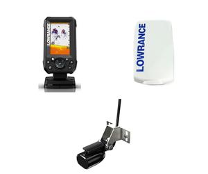 Klovoo Kit Sonar avec Lowrance Eagle 4x et transducteur Bullet Skimmer, écran IPS 4", Sonar grand-angle 200 kHz, coque pare-soleil incluse, 12 V, IPX7