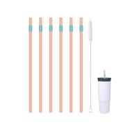 KLOWOAH Lot de 6 pailles de rechange compatibles avec gobelet Owala de 700 ml, avec 1 brosse, orange-bleu