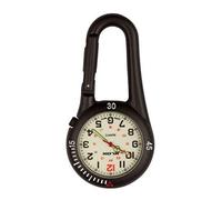Klox Montre de Poche Unisexe Visage Blanc Métal Noir Analogique Mouvement à Quartz avec Clip Noir sur Mousqueton