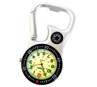 Klox Montre FOB Unisexe Visage Lumineux Vert Boussole Ouvre-Bouteille Analogique Mouvement à Quartz avec Clip Blanc argenté sur Mousqueton SC