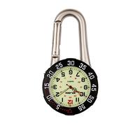 Klox Unisexe Montre de Poche FOB Clip en Argent sur Le Mousqueton Lunette tournante Noire Visage Lumineux pour Les infirmières et Infirmiers auxiliaires médicaux Chef du Mouvement à Quartz K-FOB