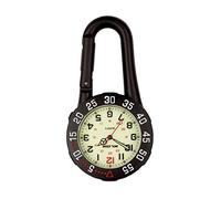 Klox Unisexe Montre de Poche FOB Clip Noir sur Mousqueton Lunette tournante Visage Lumineux Médecins Infirmières Affichage analogique Mouvement à Quartz