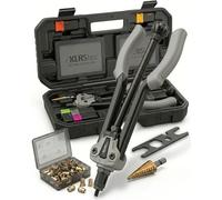 KLRStec Professional Pince à Écrous à Sertir Set [M3-M12] Riveteuse Semi-Automatique pour Travail Plus Rapide incl. 70 Écrous à Sertir, Foret Étagé & Coffret - Kit Pro Inserts Filetés