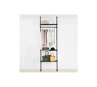 KLS07-Sch Porte-vêtements Système de Penderie Télescopique avec 1 barre 3 étagères