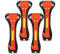 KLSKKJ Car Safety Hammer 4 Pack, Car Window Glass Breaker and Seat Belt Cutter Car Emergency Escape Tool with Light Reflective Tape for Family Rescue, Life Saving Survival Kit