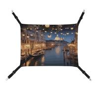 KLSVTMEA Hamac cage pour animal de compagnie, beau lit imprimé Venise la nuit pour animal domestique, balançoire adaptée pour les chats, les chiens ou autres petits animaux de compagnie et est le