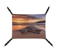 KLSVTMEA Hamac cage pour animal de compagnie, lit imprimé tortue de mer, coucher de soleil pour animal de compagnie, balançoire adaptée pour les chats, les chiens ou d'autres petits animaux de