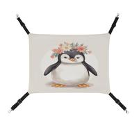 KLSVTMEA Hamac cage pour animal de compagnie, pingouin portant des fleurs imprimées à suspendre, balançoire pour animaux de compagnie, convient pour les chats, les chiens ou d'autres petits animaux de