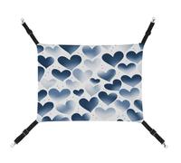 KLSVTMEA Hamac pour cage pour animal de compagnie, lit à suspendre avec cœur bleu marine, balançoire pour animaux de compagnie, convient pour les chats, les chiens ou d'autres petits animaux de