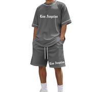 Kluantou Ensemble complet de survêtement pour homme - Coupe ample - Tenue 2 pièces - Doux et confortable - Manches courtes et col rond - Ensemble chemise et short avec poches