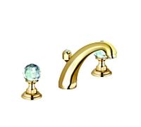 Kludi 1926 mélangeur de lavabo trois trous 5104345G4 avec garniture de vidage cristal, match0, plaqué or 23 ct