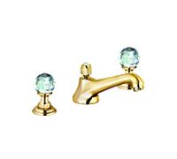 Kludi 1926 mélangeur de lavabo trois trous 5104645G4 avec garniture de vidage cristal, match0, plaqué or 23 ct