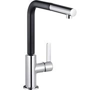 Kludi 408518775 | Robinet d'évier de cuisine L-INE S | Couleur/Finition : Chrome/Noir mat
