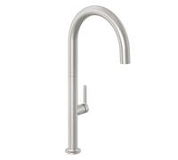 KLUDI Aurea Robinet de cuisine (acier inoxydable brossé) - Pivotant à 360 °, mitigeur monocommande avec 1 type de jet, robinet de cuisine avec bec haut coudé