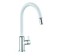 Kludi Bingo Star XS mélangeur de cuisine 468519378 pivotante 230 °, bec extractible, blanc mat / chromé