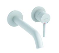KLUDI BOZZ Mitigeur monocommandé mural encastré pour lavabo à deux trous, saillie 230mm, 382455376, Couleur: Blanc mat