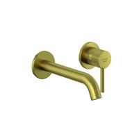 KLUDI BOZZ Mitigeur monocommandé mural encastré pour lavabo à deux trous, saillie 230mm, 38245N076, Couleur: Or brossÃ©