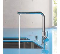 KLUDI L-LINE S Mitigeur monocommandé pour évier, Eco, levier fermé, bec pivotant, 408510575, Couleur: chrome