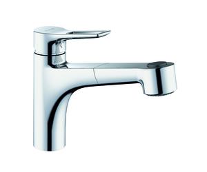 KLUDI MIX Mitigeur monocommandé pour évier, levier à étrier, basse pression, douchette vaisselle, Eco, chrome, 329420562