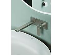 Kludi mural RENON 2 trous 42245N575 240 mm, ensemble de construction fine, acier inoxydable nickel brossé PVD