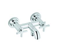 KLUDI NOVA FONTE CLASSIC Mitigeur de bain et de douche, montage mural, poignées croisillons, chrome, 205400520