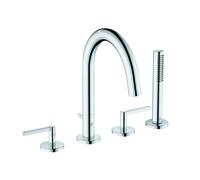 KLUDI NOVA FONTE PURISTIC Mitigeur de bain et de douche, montage sur pied, montage sur bord de carrelage à quatre trous, 204250515, Couleur: chrome