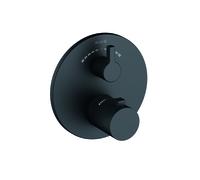 KLUDI NOVA FONTE PURISTIC Mitigeur thermostatique encastré pour bain et douche, pour 2 consommateurs, avec robinet d'arrêt, 208103915, Couleur: noir mat