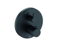 KLUDI NOVA FONTE PURISTIC Mitigeur thermostatique encastré pour douche, pour 1 consommateur, avec robinet d'arrêt céramique, 208353915, Couleur: noir mat