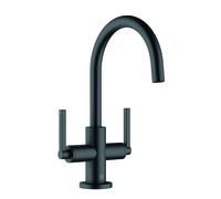 KLUDI NOVA FONTE PURISTIC Robinetterie de lavabo, montage monotrou, poignées papillon, orientable, avec vidage, 201183915, Couleur: noir mat