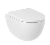 WC suspendu Kludi RESA D 24WCSET43, sans bride, chasse d'eau spirale, bonde en forme de P, blanc brillant