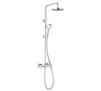 KLUDI LOGO Thermostat Dual Shower System, montage mural, tube de montée réglable sur 6 niveaux, chrome, 6809405-00