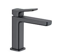 KLUDI - X3 Robinet de lavabo avec bonde push-Open - Hauteur d'écoulement : 110 mm - Robinet d'économie d'eau - Noir mat - Taille M - Cartouche en céramique - Mitigeur lavabo avec tuyaux de