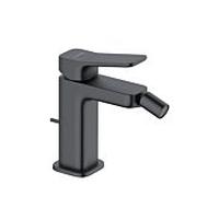 KLUDI - X3 Robinet de bidet à levier unique avec bonde à tirette, hauteur confortable 100 mm, angle réglable du jet, économe en eau (4,5 l à 3 bars), noir mat