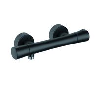 KLUDI ZENTA SL Mitigeur thermostatique de douche, montage mural, blocage de l'eau chaude, 351003938, Couleur: noir mat