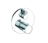 KLUDI ZENTA SL Mitigeur thermostatique encastré pour bain et douche, pour 2 consommateurs, avec inverseur en tant que robinet rotatif, 388100545, Couleur: chrome