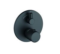 KLUDI ZENTA SL Mitigeur thermostatique encastré pour douche, montage mural, blocage de l'eau chaude, 388853945, Couleur: noir mat