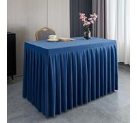 KLUOT Nappe 150 x 60 + 75 cm Résistantes aux Taches et aux Rides pour l‘extérieur, Jardin, Anniversaire, Mariage, Table Basse, Picnic Bleu foncé