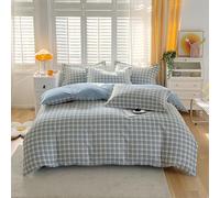 KLUOT Parure de lit 4PCS 180 x 220 cm Bleu Foncé pour lit Standard 2 Personnes avec 2 Taie d'oreiller Drap Plat Respirante Sensation sur La Peau en Coton Doux et Respirant