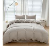 KLUOT Parure de lit 4PCS 220 x 240 cm Gris Clair pour lit Kingsize 2 Personnes avec 2 Taie d'oreiller Drap Plat Respirante Sensation sur La Peau en Coton Doux et Respirant