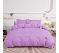 KLUOT Parure de lit 4PCS 220 x 240 cm Violet pour lit Kingsize 2 Personnes avec 2 Taie d'oreiller Drap Plat Confortable Texture agréable pour la Peau et Respirante