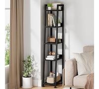KLUVIS Étagère échelle étroite pour petits espaces - Étagère fine à 5 niveaux - Étagère fine pour livres - 152,4 cm de haut, noir (02B)