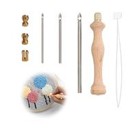 Kluz Punch Needle Kit Adulte, Aiguille Punch Needle à Manche en Bois avec 3 Aiguilles Interchangeables, Outil de Broderie et Tufting DIY pour Laine Épaisse, Kit Broderie