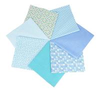 KLVGTIFS 7 Pièces Tissus Coton, 50 x 50 cm Tissus 100% Coton Couture, Imprimé Tissu Patchwork pour Quilting, Couture, Bricolage, Artisanat, Scrapbooking, Artcraft, Designs Différents, Bleu