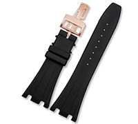 KLVN Bande de montre en silicone pour AP STRACTES DE RETROYAGE DE REFFIRATION DE 28 mm avec des bandes noires de boucle pliante(AP rose gold)