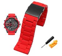 KLVN Bracelet de montre pour homme Diesel DZ7370 DZ7395 DZ 7430 DZ7396 Grand cadran en gel de silice Bracelet de montre en acier fin 28 mm, 28mm, Agate